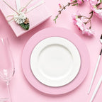 50 Pieces Pink Paper Place Mats Light Pink Round Disposable Table Mats Decorative Placemats for Wedding Bridal Shower Pink Birthday Party Dining Decor