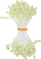 150-Pack Flower Stamens for Crafts, 5mm Double Heads Artificial Pearl Floral Pistil Mini Flower Pollens Stamens for DIY Making/Wedding/Scrapbook Decoration [Light Yellow]