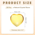 PATIKIL 20 Pcs Natural Heart Shaped Crystal Stone, 0.6 Inch Mini Polished Love Gemstone Crystal, Pocket Rock Engraved Worry Stones for Women Gifts Meditation, Clear Yellow