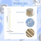 120 Pcs Glitter Ball Cocktail Picks 4.7" Drinks Fruits Hawaiian Party Food Garnish Skewer Sticks Halloween Decorations Supplies Cowboy Handmade Bamboo Toothpicks