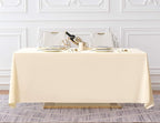 Surmente Beige Tablecloth 90 x 132-inch Rectangular Polyester Table Cloth for Weddings, Banquets, or Restaurants