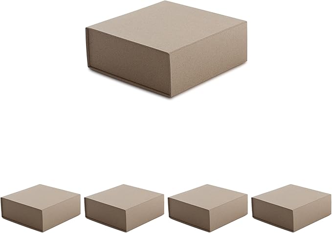 CECOBOX - Gift Boxes with Lids for Presents 6"x6"x2.75" - Matte, Collapsible Magnetic Closure Gift Box - Groomsmen & Bridesmaid Proposal Boxes, Wedding, PR, Birthdays, Holidays (Kraft)