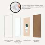 Opposite Wall - 11x17 in - White Solid Oak Wood Picture Frame - Lightweight, Versatile & Shatterproof - Wall Hanging Poster or Photo Frame - Wall Decor for Office, Gallery & Home