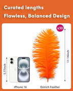 NEWONG 30pcs Orange Ostrich Feathers Natural Bulk 11-14inch(28-35cm) Vase Craft Wedding Home Party Centerpieces Christmas Day Decoration