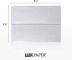 LUXPaper A7 Invitation Envelopes | Peel & Press | 5 1/4" x 7 1/4" | Silver Metallic | 80lb. Text | 50 Qty