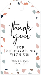 Andaz Press 100-Pack Personalized Thank You Tags with Bakers Twine Terrazzo Custom Cardstock Gift Tags for Wedding Party Favors 2 x 3.75-Inches
