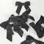 50pcs 3-1/2" Black Satin Ribbon Bows with Twist Ties Giant Bows for Fathers' Day 7th of July Gift Packing&Wrapping (Black)