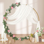 Ivory Wedding Arch Draping Fabric 2 Panels 29" x 20 FT White Drapes for Backdrop Sheer Curtains Wedding Drapes for Romantic Bridal Baby Shower Ceremony Birthday Party Fall Outdoor Events
