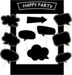 18pcs Blank Photo Booth Props Black Chalkboard Photo Booth Props Frame with Bubble DIY Photo Props for Birthday Wedding Party Supplies(Black)