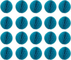 20pcs Honeycomb Flower Balls - Teal Tissue Paper Pom Poms for Birthday, Wedding & Home Decor (6inch)