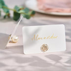 UNIQOOO 24Pcs Decorative Rose Floral Place Card Holders Bulk, Luxury Gold Metal Name Card Stands Set, for Wedding Table Setting, Business Card, Name Tag, Party Food Labels