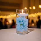 24 Pcs Floating Candles for Centerpieces and Floating Flowers Vase Fillers for Centerpieces Artificial Blue Flowers for Wedding Party Home Table Decoration