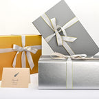 LIFELUM Gift Boxes with Lids,1 Pack 13.85 x 8.35 x 4.45 inch Silver Gift Boxes with Ribbon, Card, Shredded Paper Filler Gift Boxes for Presents,Graduation,Christmas,Birthdays