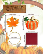 KPOSIYA 24 Pcs Fall and Christmas Napkin Set - 12 Thanksgiving Rings and 12 Cloth Napkins - Maple Leaf and Halloween Pumpkin Holders for Table Decorations