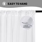 10 ft × 10 ft White Backdrop Curtain for Wedding Decor Holiday Party - White Wedding Backdrop Polyester Photography Backdrop Drapes Baby Shower Birthday Privacy Sliding Curtains Home Decor, 2 Panels