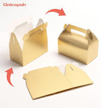 UnicoPak 30 Pack Gold Gable Treat Boxes, Party Favor Boxes, Gift Boxes for Kids, for Snacks, Candy, Toys, Birthday Party, Wedding, Halloween, Christmas – 6.5x3.5x3.5 Inches
