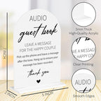 Audio Guest Book Sign for Wedding Acrylic Arch Wedding Bridal Shower Baby Shower Welcome Table Signs for Ceremony and Reception Decor 7 x 5 Inches