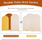 SoarDream Double-Sided Wedding Arch Backdrop Cover 6FT 6.6FT 7.2FT Set of 3 Spandex Fitted Arch Wall Stretchy Backdrop Covers Yellow Beige Pumpkin for Fall Decoration Birdal Shower Stand Decorations
