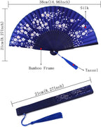 Amajiji Folding Hand Fan for Women, Chinese Japanese Vintage Style Bamboo Silk Hand Held Folding Fans for Party Wedding Dancing Decoration Gift Performance (AM-17)