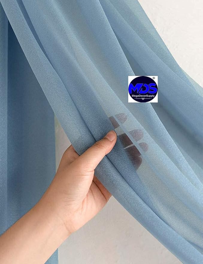MDS Halloween Chiffon Draping Fabric - 1 Panel, 30" Wide x 20ft Long - Sheer Spooky Arbor & Canopy Drapery for Haunted House Backdrops, Party Ceilings, DIY Costumes & Themed Events - Dusty Blue