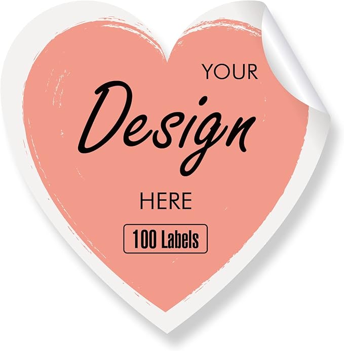 Custom Stickers Personalized Labels - Customized Stickers with Any Design Image Logo Text,Custom Thank You Label Stickers,Custom Stickers for Business Logo,100 Labels (Heart,3"x3")