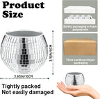 8 PCS Silver Disco Ball Vase,Glass Disco Ball Planter Candle Holder Vase Bulk Mirror Disco Ball Flower Vase for Wedding Centerpieces,Birthday,Office,Bedroom