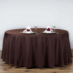 Efavormart Round Tablecloth, 120 Inch Stain & Wrinkle Resistant Washable Table Cloth, Decorative Polyester Fabric Table Cover for Banquet, Wedding, Dining - Chocolate