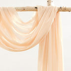 Wedding Arch Draping Fabric,2 Panels 18FT Champagne Arch Drapes Chiffon Fabric Drapery Decorations for Ceremony Reception Party Ceiling Backdrop