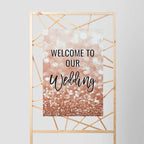 Andaz Press Extra Large Wedding Easel Board Party Sign, 12x18-inch, Glitzy Faux Rose Gold Glitter, Welcome to Our Wedding, 1-Pack