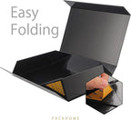 PACKHOME 6 Extra Large Gift Boxes 17.5x11.3x4.3 Inches, Sturdy Shirt Boxes with Magnetic Lids for Clothes and Large Gifts (Glossy Black)
