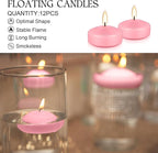 12 pcs 2-inch Floating Candles, Pink, smokeless and unscented, Burns continuously for 5-6 Hours, be Good for Holidays, Weddings, Vacations, and Home décor
