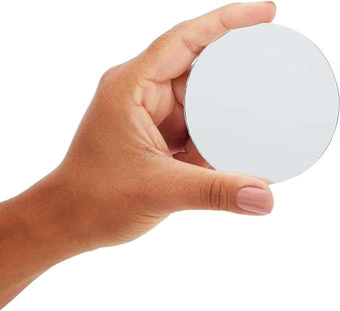 Juvale Glass Mirror Tiles for Crafts - 3 in, Round, Transparent, 50-Pack - Craft Mirrors for DIY & Home Decor