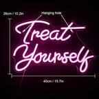 Wanxing Treat Yourself Neon Signs Pink Led Sign for Bedroom Wall Letter Neon Lights Wedding Signs Neon Room Decor for Birthday Gift Party Home Decor Bar