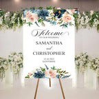 Welcome To Our Wedding Sign, Personalized Wedding Welcome Sign, Wedding Welcome Sign, Blue and Peach Floral Wedding Ceremony Welcome Sign, Wedding Event Party Welcome Sign