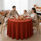 Fitable 8 Pack Round Tablecloths: Stain Resistant Wrinkle Free Fall Table Clothes, Washable Reusable Polyester Table Covers for Wedding Thanksgiving Party Birthday Banquet Reception(Rust, 120 Inch)