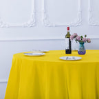 Ascoza 2pack 108 Inch Yellow Round Tablecloth in Washable Polyester Fabric for Wedding/Banquet/Restaurant/Parties…