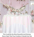 ShinyBeauty Sequin Tablecloth - Square 54x54-Inch Iridescent White Table Cloths for Round Table - Glitter Tablecloth Linen for Party