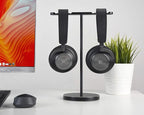 Dual Aluminum Headphones Stand Holder, Showcase Multi Headphones with Solid Heavy Base, Compatible with Gaming Headsets and Wireless Headphone Black