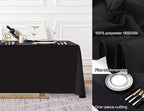 Surmente 5 Pack Black Tablecloth 90 x 132-inch Rectangular Polyester Table Cloth for Weddings, Banquets, or Restaurants