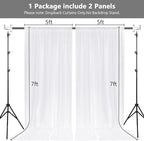 MEETSKY White Backdrop Curtain for Parties Wedding Decor- White Wedding Photography Rod Pocket Backdrop Drapes Panels Polyester Fabric Curtain for Birthday Holiday Party, 5ft x 7ft, 2 Panels