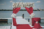 Joydeco Red Backdrop Curtain for Parties, Photography Backdrop Drapes for Christamas Wedding Decorations, Wrinkle Free 5ft x 8ft Set of 2 Panels Curtains with Rod Pockets