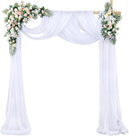 Wedding Arch Draping Fabric White Arch Drapes Sheer Backdrop Curtain for Ceremony Wedding Arches Decor 2 Panel 19Ft Length x 28" Width