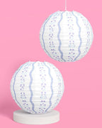 xo, Fetti Blue Coastal Paper Lanterns - 6 pcs. | Beach Party Decorations, Bachelorette Lights, Nautical Birthday Tablescape, Seaside Shower Centerpiece