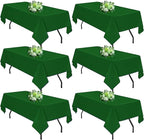 Hunter Green 6 Pack Polyester Table Cloth 60 x 102 Inch, Rectangle Tablecloths for 6 Foot Tables Washable Table Cloth for Party Wedding
