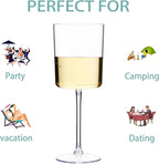 Ciaell 6 Pack Plastic Wine Glasses - 10 Oz Plastic Disposable Wine Glasses with Stem Perfect for Parties & Weddings & Poolside & Outdoors & Camping