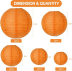 BEISHIDA Orange Round Paper Lanterns Decorative Hanging Asia Chinese Japanese Paper Lanterns Lamp for Birthday Wedding Halloween Baby Bridal Shower Fall Home Decor Party Decoration（10 Packs）