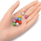 50pcs Adabele Grade A Suncatcher Crystal Rhinestone Pave Loose Beads 10mm Rose Pink Polymer Clay Disco Ball Spacers Compatible with Shamballa All Craft Jewelry Making DB10-3