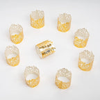 100pcs Disposable Rose Flower Paper Napkin Rings Laser Cut Foil Paper Napkin Holder, Leaf Vine Serviette Rings for Table Decoration,Christmas,Wedding,Party (Gold) (Pack of 2)