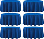 Round Tablecloth 6 Pack 90 Inch Royal Blue Tablecloths Washable Decorative Linen Polyester Table Clothes Cover for Dining Table Banquets Buffet Parties and Wedding