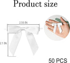 50Pcs Mix 5 Colors Twist Tie Bows for Gift Wrapping 2.5" Satin Ribbon Bow for Treat Bags Cake Balloons Birthday Party Favors Wedding Decorations - Light